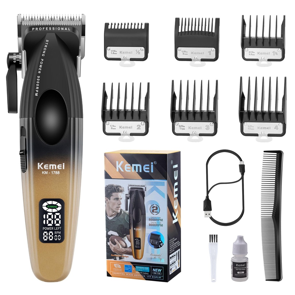 [KEM-KM1788] Kemei KM-1788 | Clipper Profesional Inalámbrico 9000 RPM con Pantalla LCD