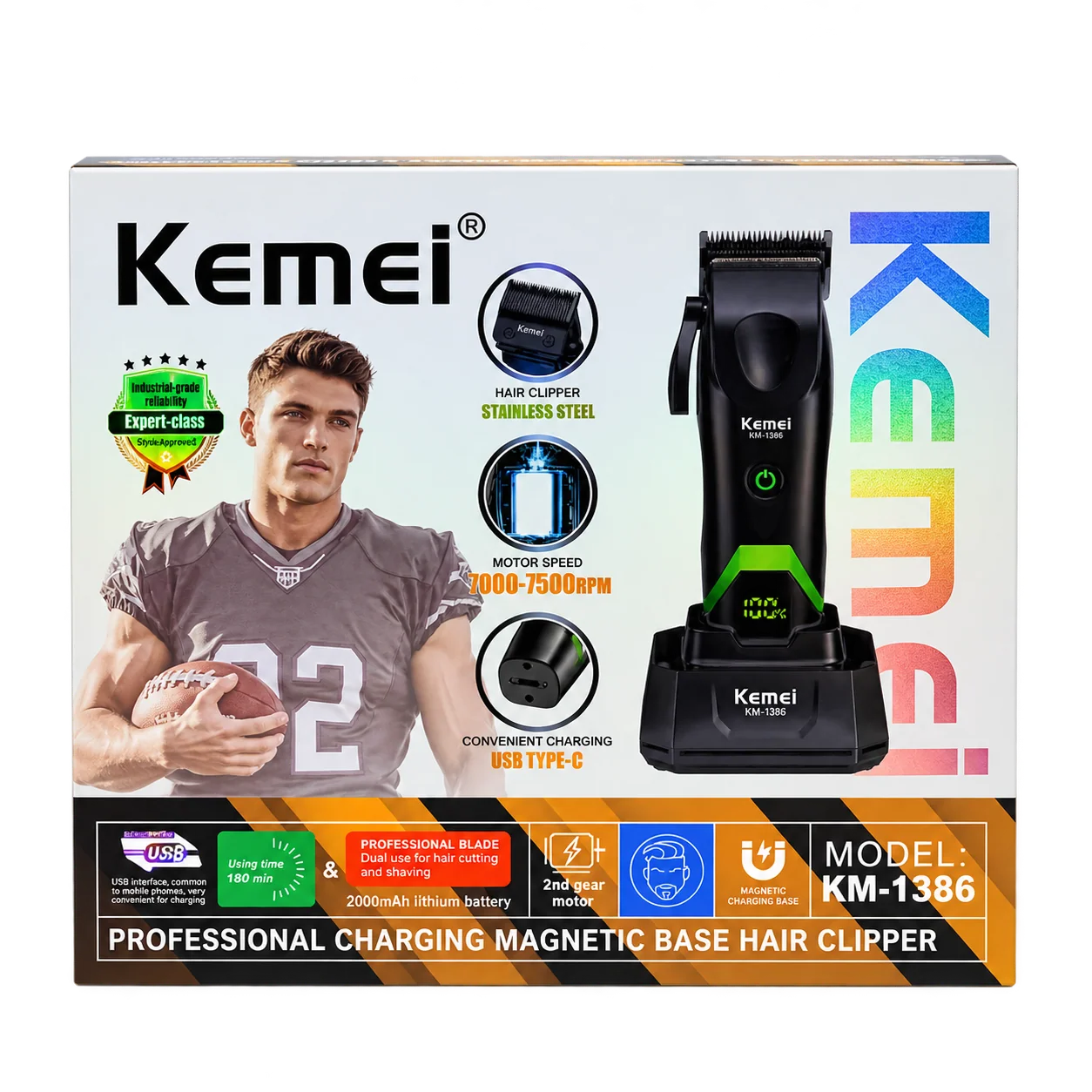 [KEM-KM1386] Máquina de Corte Profesional Kemei KM-1386 – 7,500 RPM con Base Magnética