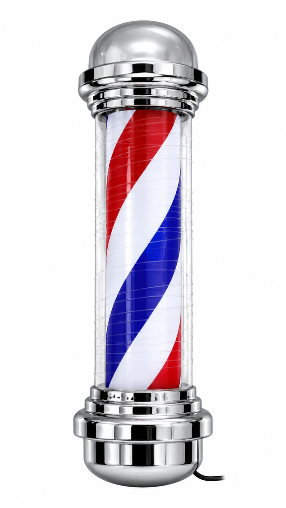 [POSTE-CROMADO-LED] Poste de Barbería Clásico Cromado LED