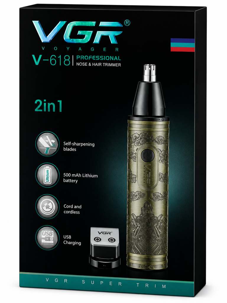 [VGR-V618] Recortadora Profesional 2 en 1 VGR Voyager V-618 para Nariz, Orejas y Detalles