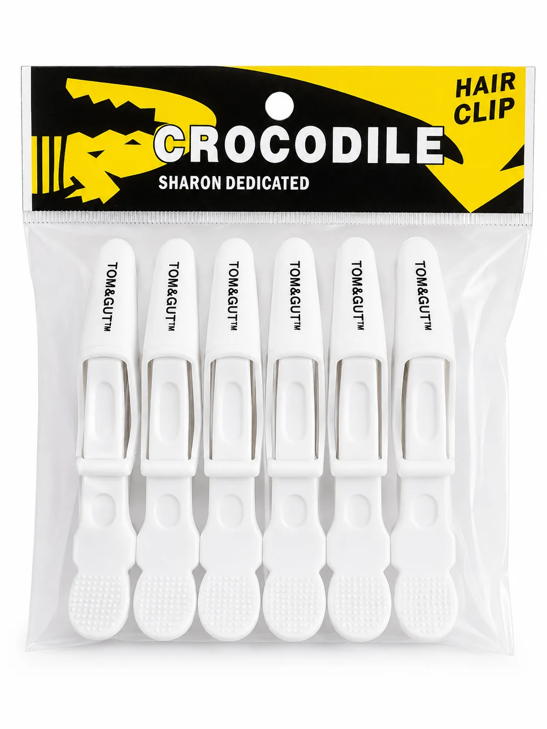 [GC-BLN-6] Gancho de Cabello Profesional Tipo Cocodrilo Pack 6 Unidades (Blanco)