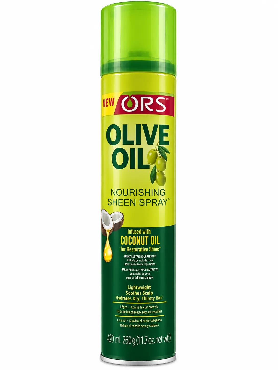 [ORS-OIL-SHEEN-420] ORS Olive Oil Nourishing Sheen Spray with Coconut Oil (420 ml)