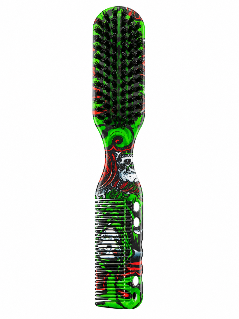 [BSK-DB-GRN] Cepillo Doble Barber Skull Brush Verde Neón