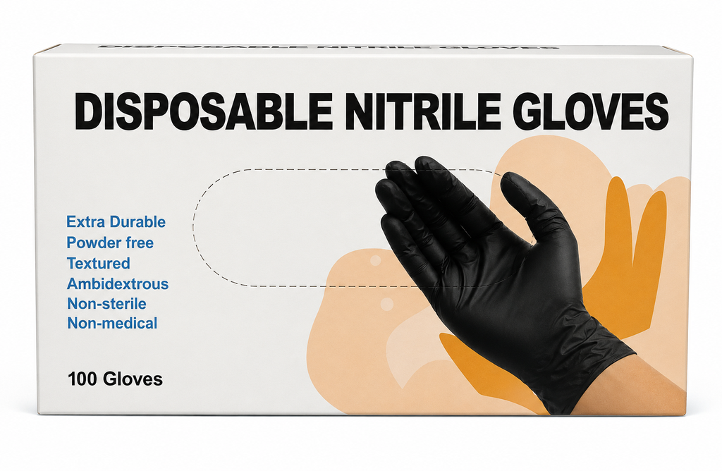 Guantes Desechables de Nitrilo Professional Black 100PCS