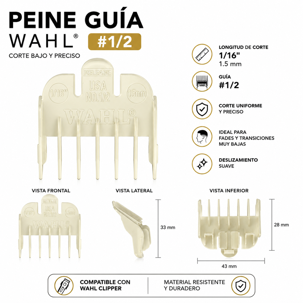 [WAHL-GUIDE-12-1.5MM] Wahl Peine Guía Premium #1 1/2 1.5mm para Clipper