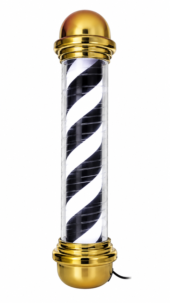 [POSTE-DORADO-LED] Poste de Barbería Decorativo Dorado Premium