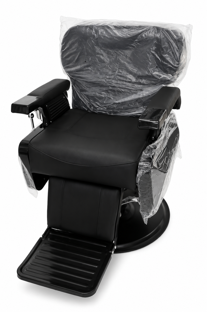 Sillón de Barbería Profesional Negro Hidráulico con Reposapiés
