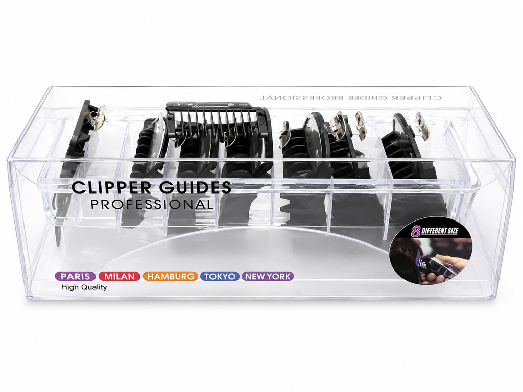 [SET-GUIA-PRO-8-BOX] Clipper Guide professional | Set de 8 Peines Guía para Máquina de Corte Wahl – 3 a 25 mm Negro